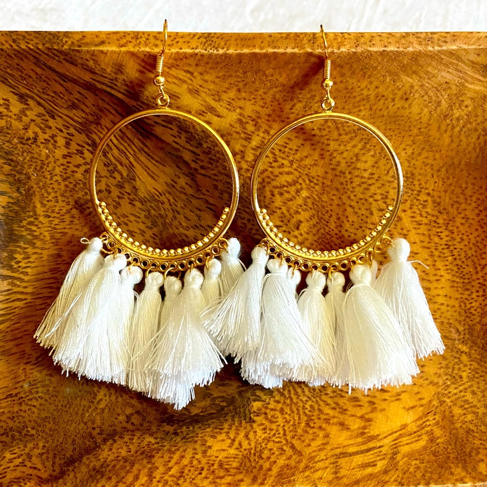 Boho Fringe Tassel Hoop-Style Earrings